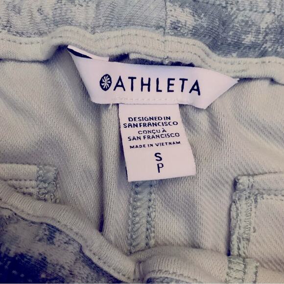 Athleta Farallon Jogger Fog Camo Coast Gray Drawstring Pants Small Blue Green - Picture 6 of 14